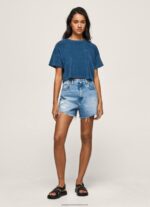 Jarman Cropped Fit Velvet T-Shirt Pepe Jeans L20F2F461 Women - Image 2