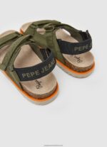 Khaki Green Berlin Saturday Anatomical Sandals Pepe Jeans L20F2F1551 Boy - Image 4