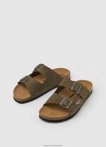 Khaki Green Bio Suede Sandals Pepe Jeans L20F2F1278 Men - Image 3