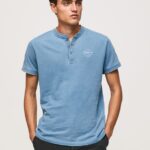 Light Blue Baker Collar Cotton T-Shirt Pepe Jeans L20F2F965 Men