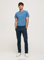 Light Blue Printed Logo Cotton T-Shirt Pepe Jeans L20F2F967 Men - Image 2