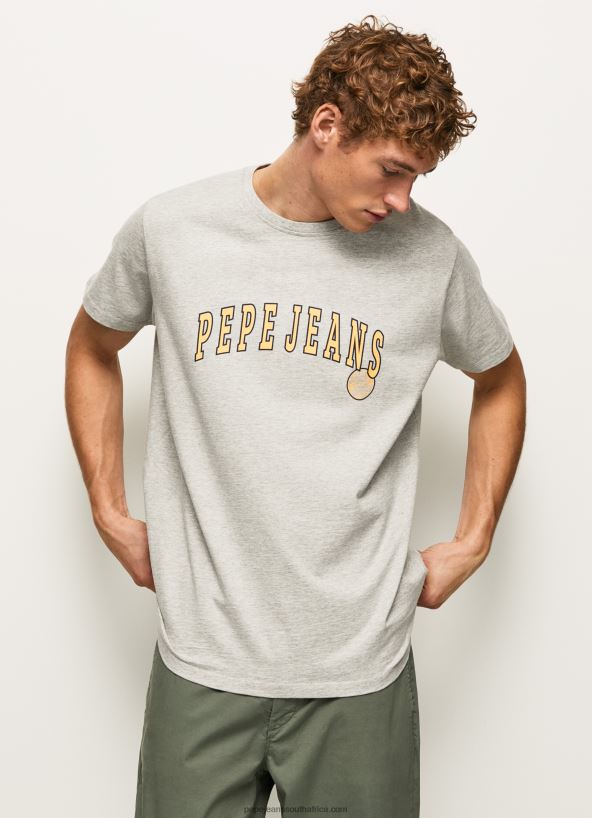 Light Grey Marl Logo Print T-Shirt Pepe Jeans L20F2F971 Men - Image 2