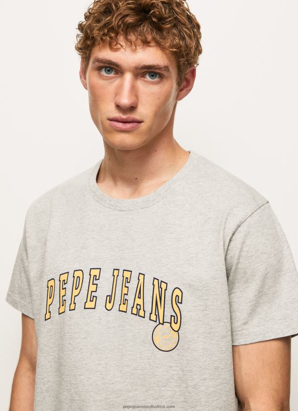 Light Grey Marl Logo Print T-Shirt Pepe Jeans L20F2F971 Men - Image 3