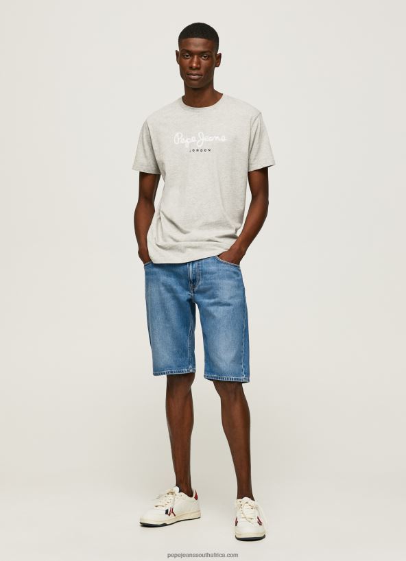 Light Grey Marl Printed Logo Cotton T-Shirt Pepe Jeans L20F2F918 Men - Image 2