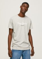 Light Grey Marl Printed Logo Cotton T-Shirt Pepe Jeans L20F2F918 Men - Image 3