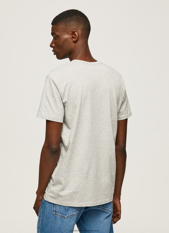 Light Grey Marl Printed Logo Cotton T-Shirt Pepe Jeans L20F2F918 Men - Image 4