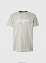 Light Grey Marl Printed Logo Cotton T-Shirt Pepe Jeans L20F2F918 Men - Image 5