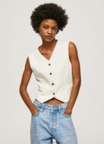 Mousse Combined Fabric Waistcoat Pepe Jeans L20F2F346 Women - Image 2