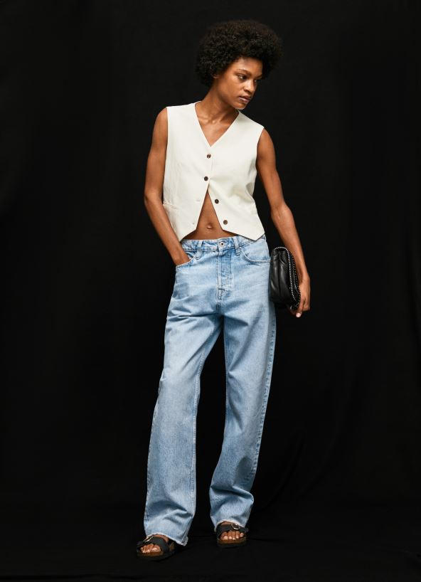 mousse_combined_fabric_waistcoat_pepe_jeans_l20f2f346_women.jpg Mousse Combined Fabric Waistcoat Pepe Jeans L20F2F346 Women - Image 1