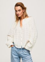 Mousse Mao Collar Cotton Dobby Blouse Pepe Jeans L20F2F362 Women