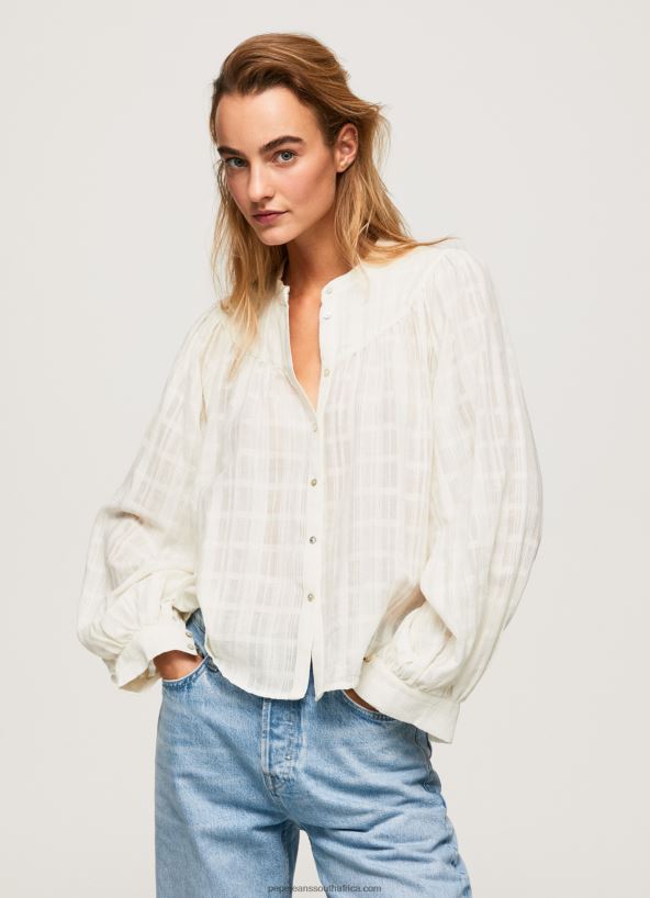 mousse_mao_collar_cotton_dobby_blouse_pepe_jeans_l20f2f362_women.jpg Mousse Mao Collar Cotton Dobby Blouse Pepe Jeans L20F2F362 Women - Image 1
