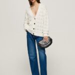 Mousse Openwork Cardigan With V Neckline Pepe Jeans L20F2F230 Women