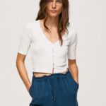 Mousse Ribbed Cardigan Shirt Pepe Jeans L20F2F383 Women