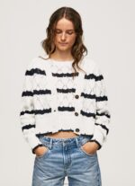 Mousse Striped Pattern Openwork Cardigan Pepe Jeans L20F2F252 Women - Image 3