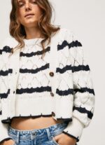 Mousse Striped Pattern Openwork Cardigan Pepe Jeans L20F2F252 Women - Image 4