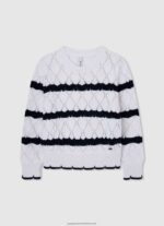 Mousse Striped Pattern Openwork Jersey Pepe Jeans L20F2F1410 Girl