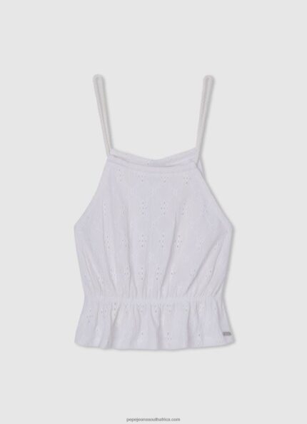 Mousse Tank Top With Openwork Details Pepe Jeans L20F2F1438 Girl