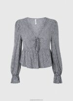 Multi All Over Logo Printed Blouse Pepe Jeans L20F2F364 Women - Image 4