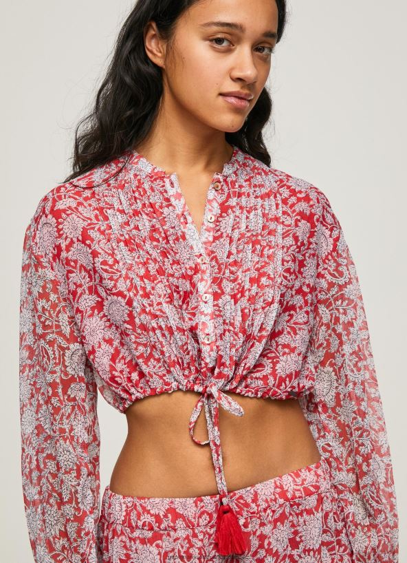 Multi Floral Print Cropped Fit Blouse Pepe Jeans L20F2F363 Women - Image 3