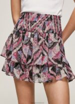Multi Flowing Skirt With Frills Pepe Jeans L20F2F494 Women - Image 3
