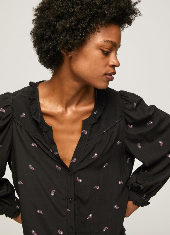 multi_ruffled_paisley_blouse_pepe_jeans_l20f2f329_women.jpg Multi Ruffled Paisley Blouse Pepe Jeans L20F2F329 Women - Image 1