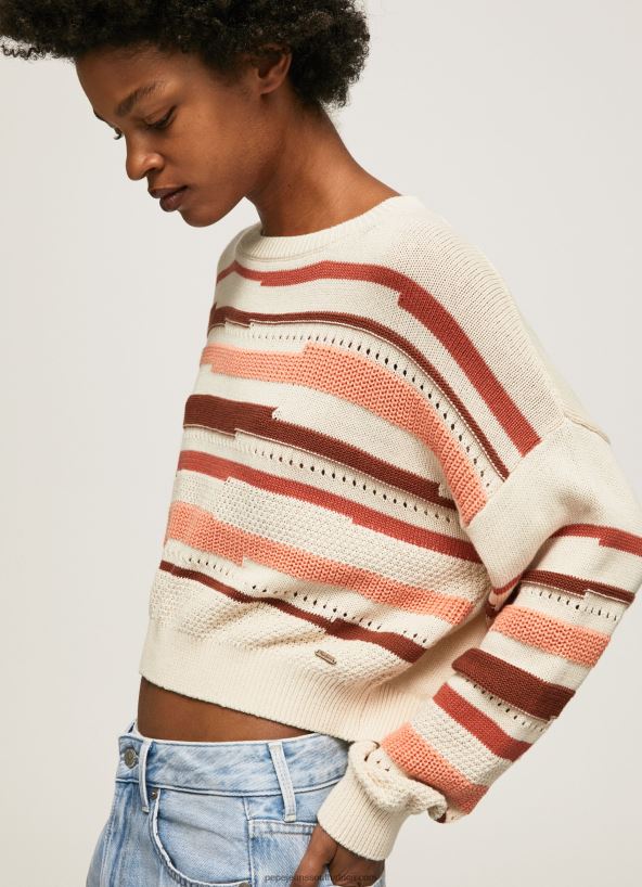 multi_striped_print_cotton_sweater_pepe_jeans_l20f2f236_women.jpg Multi Striped Print Cotton Sweater Pepe Jeans L20F2F236 Women - Image 1