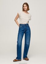 Multi Striped Print Linen T-Shirt Pepe Jeans L20F2F447 Women - Image 2
