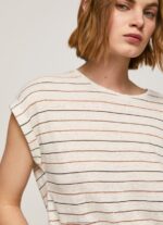 Multi Striped Print Linen T-Shirt Pepe Jeans L20F2F447 Women - Image 3