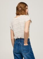 Multi Striped Print Linen T-Shirt Pepe Jeans L20F2F447 Women - Image 4