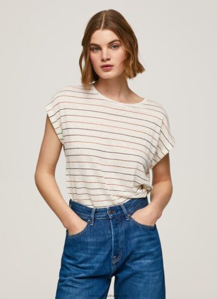 Multi Striped Print Linen T-Shirt Pepe Jeans L20F2F447 Women