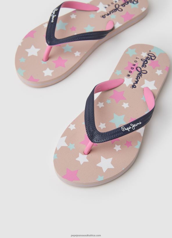 Navy Dorset Stars Beach Flip Flops Pepe Jeans L20F2F1351 Girl - Image 3