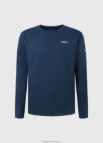Navy Long-Sleeved Cotton T-Shirt Pepe Jeans L20F2F1009 Men - Image 5