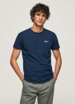 Navy Printed Logo Cotton T-Shirt Pepe Jeans L20F2F1010 Men