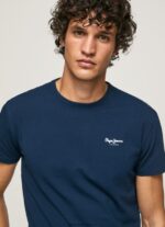 Navy Printed Logo Cotton T-Shirt Pepe Jeans L20F2F1010 Men - Image 3