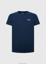Navy Printed Logo Cotton T-Shirt Pepe Jeans L20F2F1010 Men - Image 5
