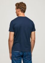 Navy Printed Logo Cotton T-Shirt Pepe Jeans L20F2F999 Men - Image 4