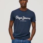 Navy Short-Sleeved Cotton T-Shirt Pepe Jeans L20F2F1005 Men