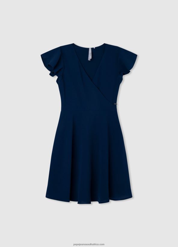 ocean_crepe_dress_with_crossed_neckline_pepe_jeans_l20f2f1373_girl.jpg Ocean Crepe Dress With Crossed Neckline Pepe Jeans L20F2F1373 Girl - Image 1