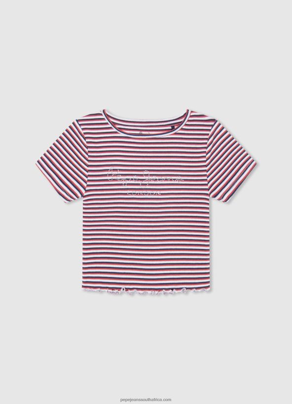 ocean_ribbed_striped_print_t_shirt_pepe_jeans_l20f2f1466_girl.jpg Ocean Ribbed Striped Print T-Shirt Pepe Jeans L20F2F1466 Girl - Image 1