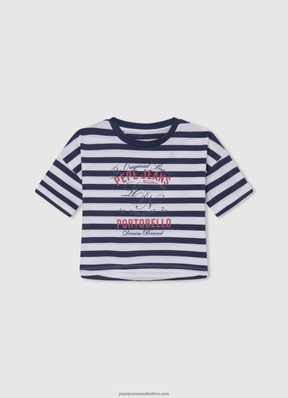 ocean_striped_print_t_shirt_pepe_jeans_l20f2f1467_girl.jpg Ocean Striped Print T-Shirt Pepe Jeans L20F2F1467 Girl - Image 1