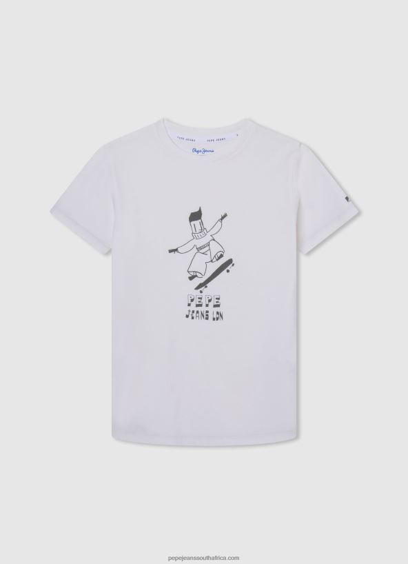 off_white_graphic_print_t_shirt_pepe_jeans_l20f2f1653_boy.jpg Off White Graphic Print T-Shirt Pepe Jeans L20F2F1653 Boy - Image 1