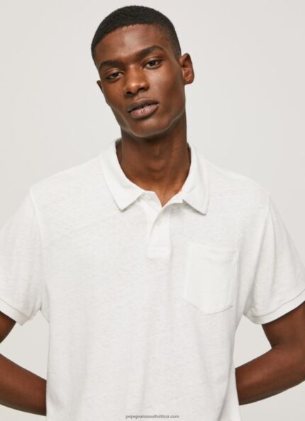Off White Polo Shirt Cotton Linen Pepe Jeans L20F2F1089 Men