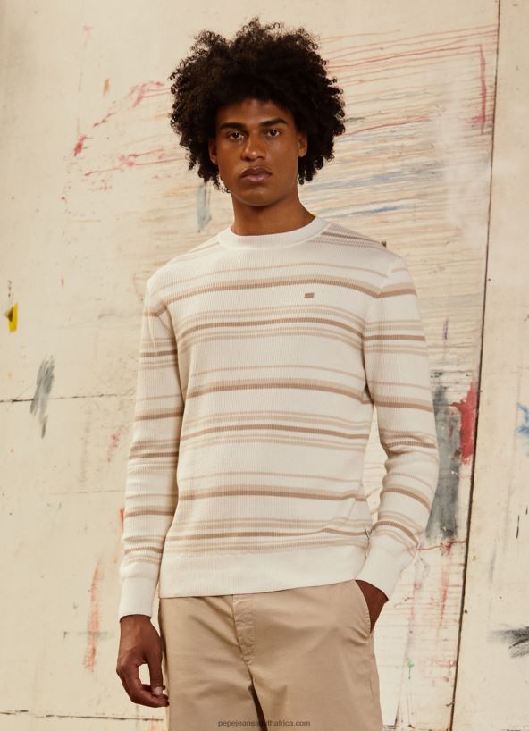 off_white_striped_print_cotton_jersey_pepe_jeans_l20f2f866_men.jpg Off White Striped Print Cotton Jersey Pepe Jeans L20F2F866 Men - Image 1