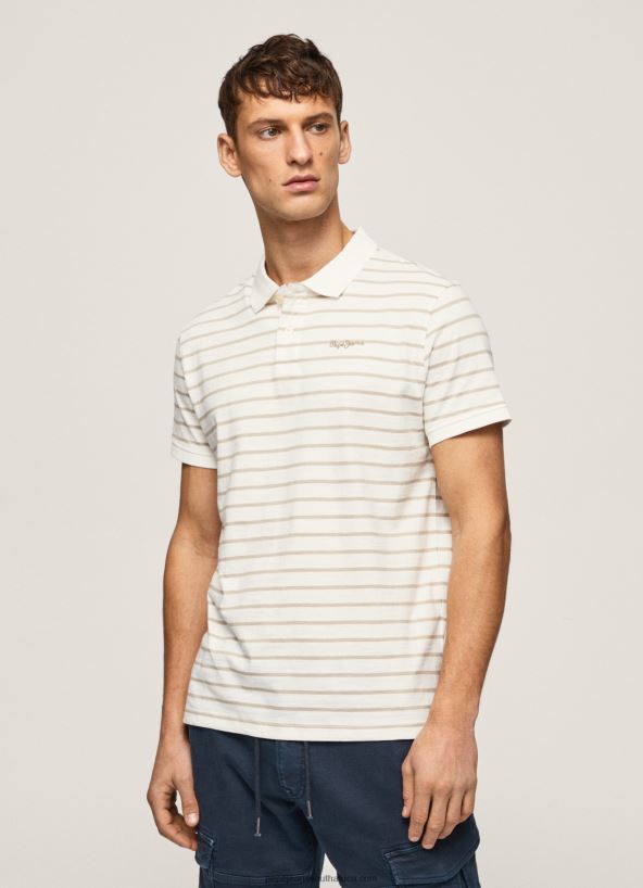 off_white_striped_print_polo_shirt_pepe_jeans_l20f2f1092_men.jpg Off White Striped Print Polo Shirt Pepe Jeans L20F2F1092 Men - Image 1