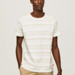 Off White Striped Print T-Shirt Pepe Jeans L20F2F994 Men