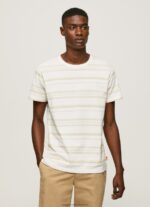 Off White Striped Print T-Shirt Pepe Jeans L20F2F994 Men