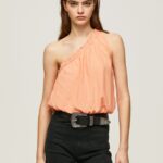 Peach Asymmetrical Neckline Top Pepe Jeans L20F2F355 Women