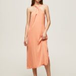 Peach Casey Plain Satin Dress Pepe Jeans L20F2F187 Women