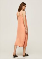 Peach Casey Plain Satin Dress Pepe Jeans L20F2F187 Women - Image 4