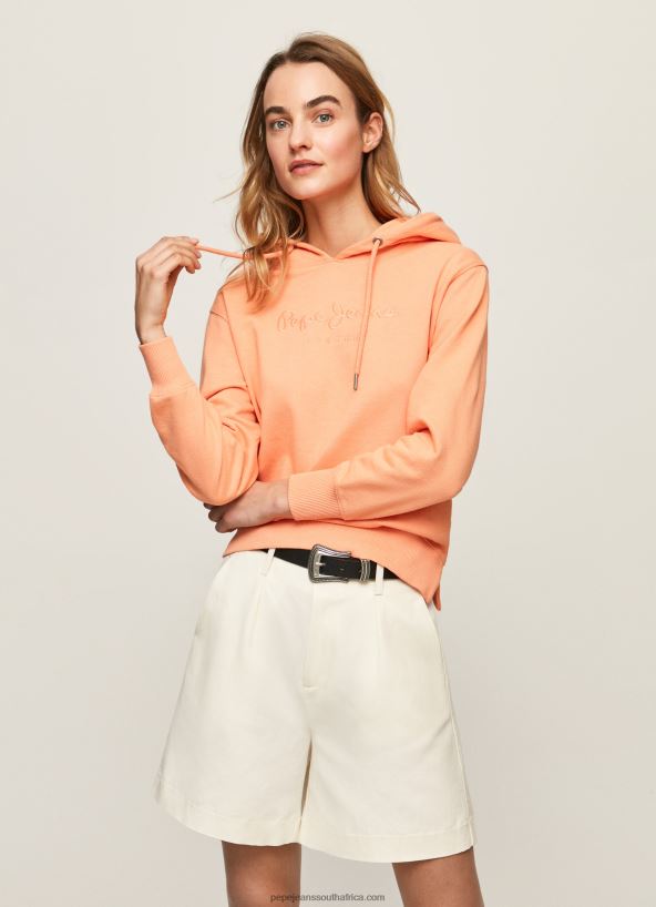 peach_cotton_hoodie_pepe_jeans_l20f2f282_women.jpg Peach Cotton Hoodie Pepe Jeans L20F2F282 Women - Image 1